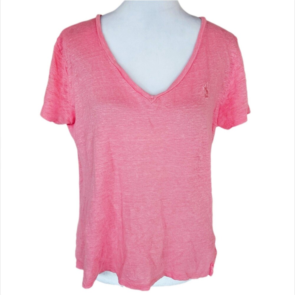 Polo Ralph Lauren Linen T-Shirt Women's Medium Capsule Wardrobe Spring Summer